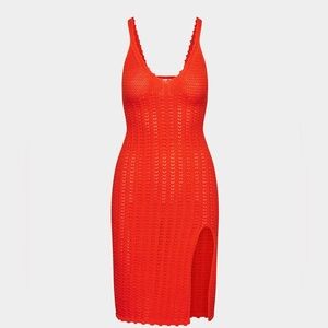 ARITZIA Wilfred Coral Crochet Midi Dress